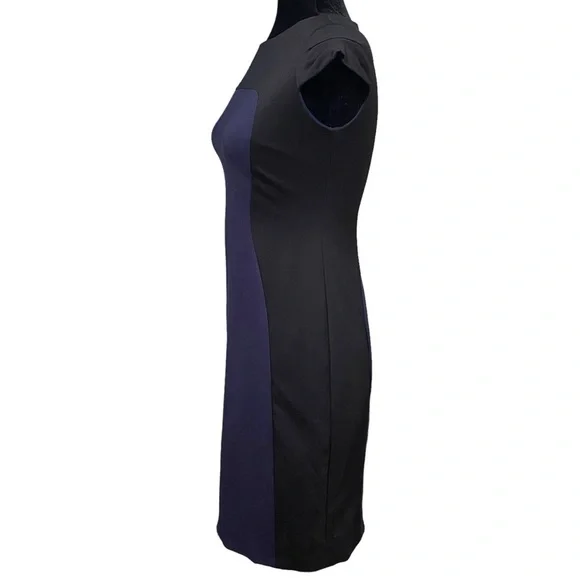 Elie Tahari Navy Black Colorblock Sheath Dress Size 4 Mod Cocktail Party - Picture 4 of 8